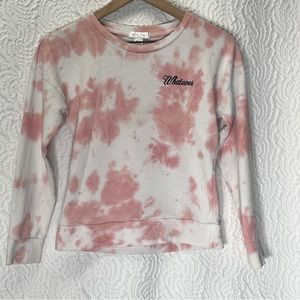 WHITE FAWN Pink & White Tie-Dye Whatever Stitched Pullover Sweatshirt